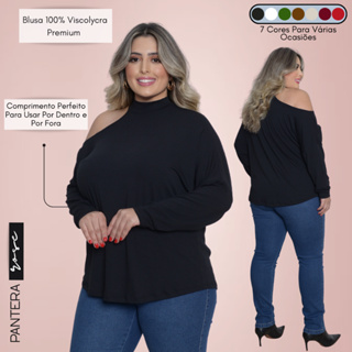 Blusa Manga Longa Feminina Plus Size Ombro De Fora Gola Alta Frio Soltinha em Oferta na Shopee