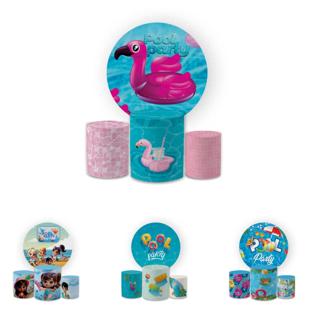 Kit Capas Festivas Para Painel e Cilindros Pool Party Aniversario Decoração Lançamento