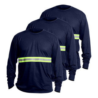 Kit Camiseta Manga Longa Faixa Refletiva Construção 3 Peças