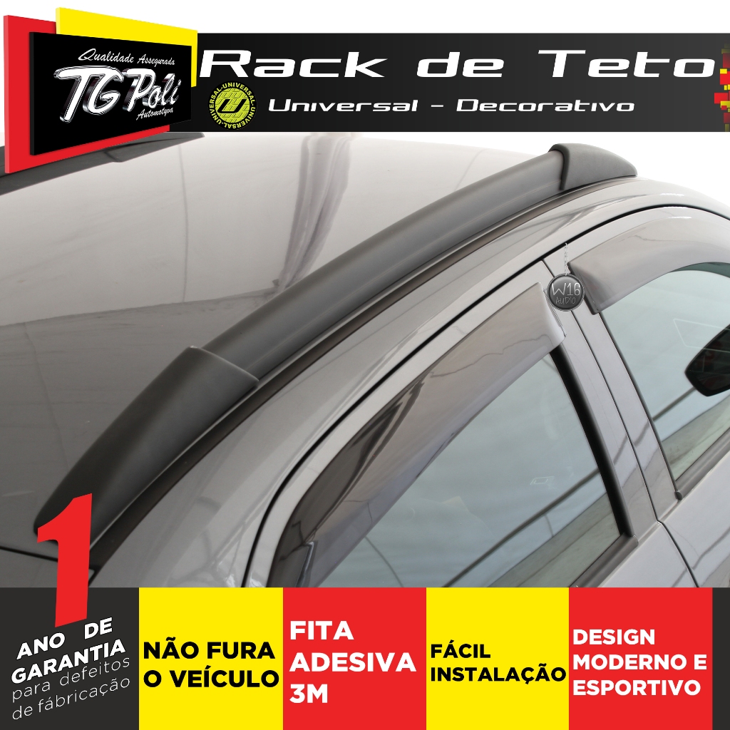 Rack Longarina de Teto Decorativo Universal Slim TG Poli 1,60 Metros Preto em Oferta na Shopee