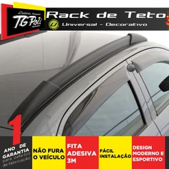 Rack Longarina de Teto Decorativo Universal Slim TG Poli 1,60 Metros Preto