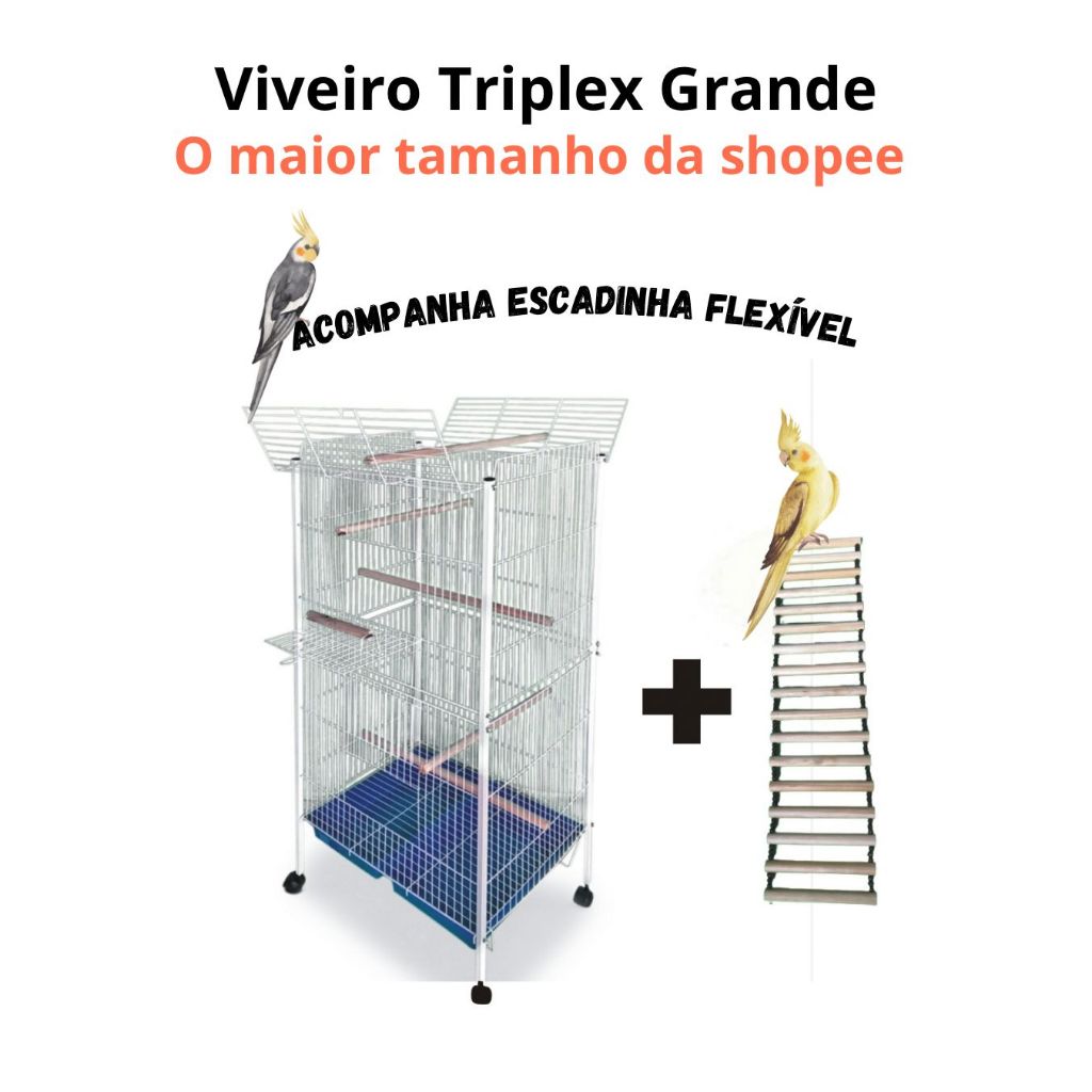 Viveiro Calopsita - Papagaio - Ringneck Com Escadinha
