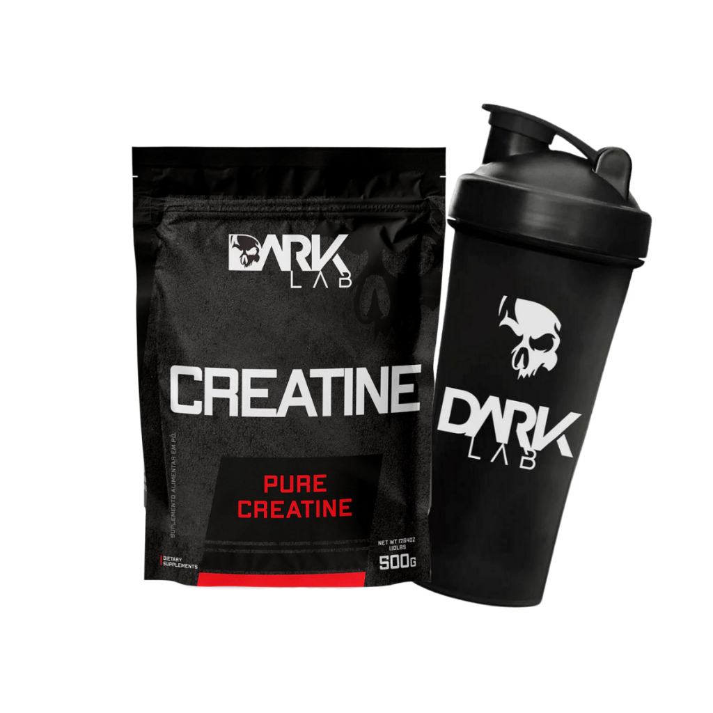 Kit Creatina Monohidratada Pura Refil 500g 100% Pura + Coqueteleira Fuse 700ml - Dark Lab - Health