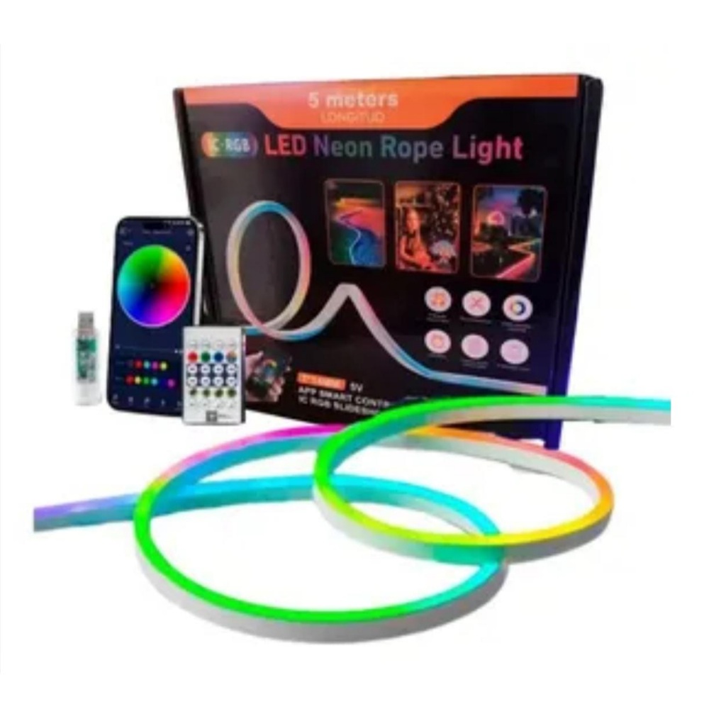 Fita de Led Rgb Neon 5 Metros Usb Smart Com Controle Ip68 5v