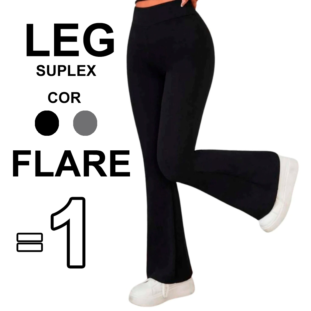 Calça Leg Flare Boca de Sino Bailarina Feminina Cós Alto Legging em Oferta na Shopee
