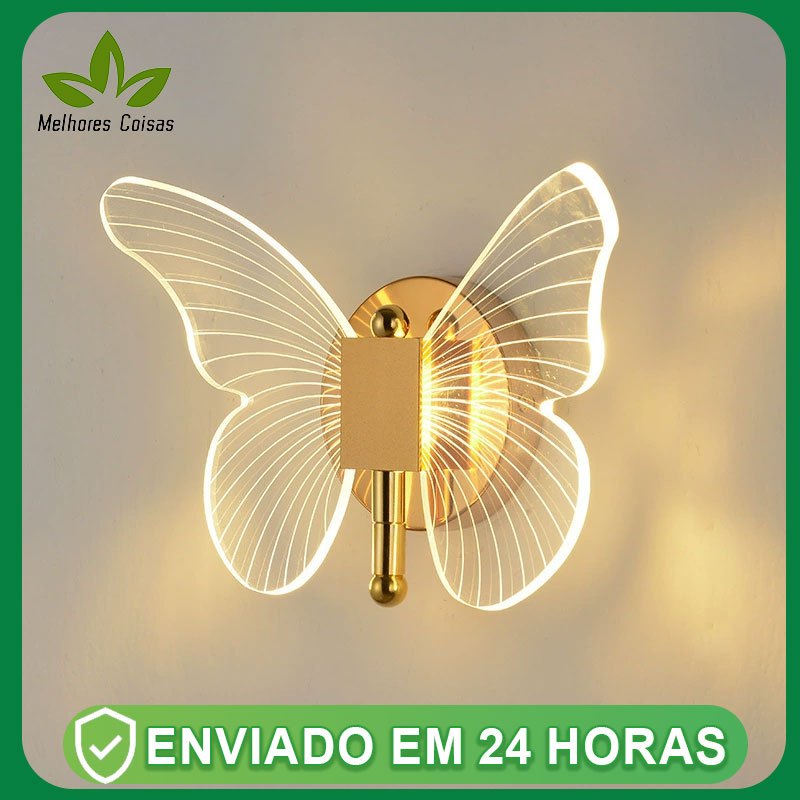 Luminaria Arandela Borboleta de parede led iluminação interior quarto corredor sala cabece...