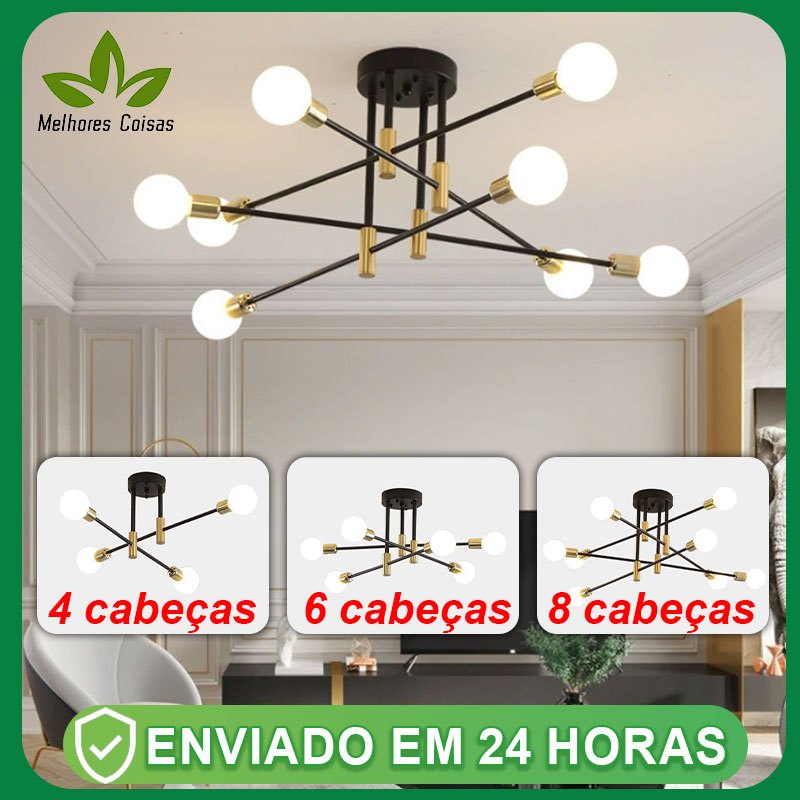 Lustre Moderno Luminária de Teto Semi-Embutida Iluminação De Ouro Antiga Nórdica Decorativa De Casa