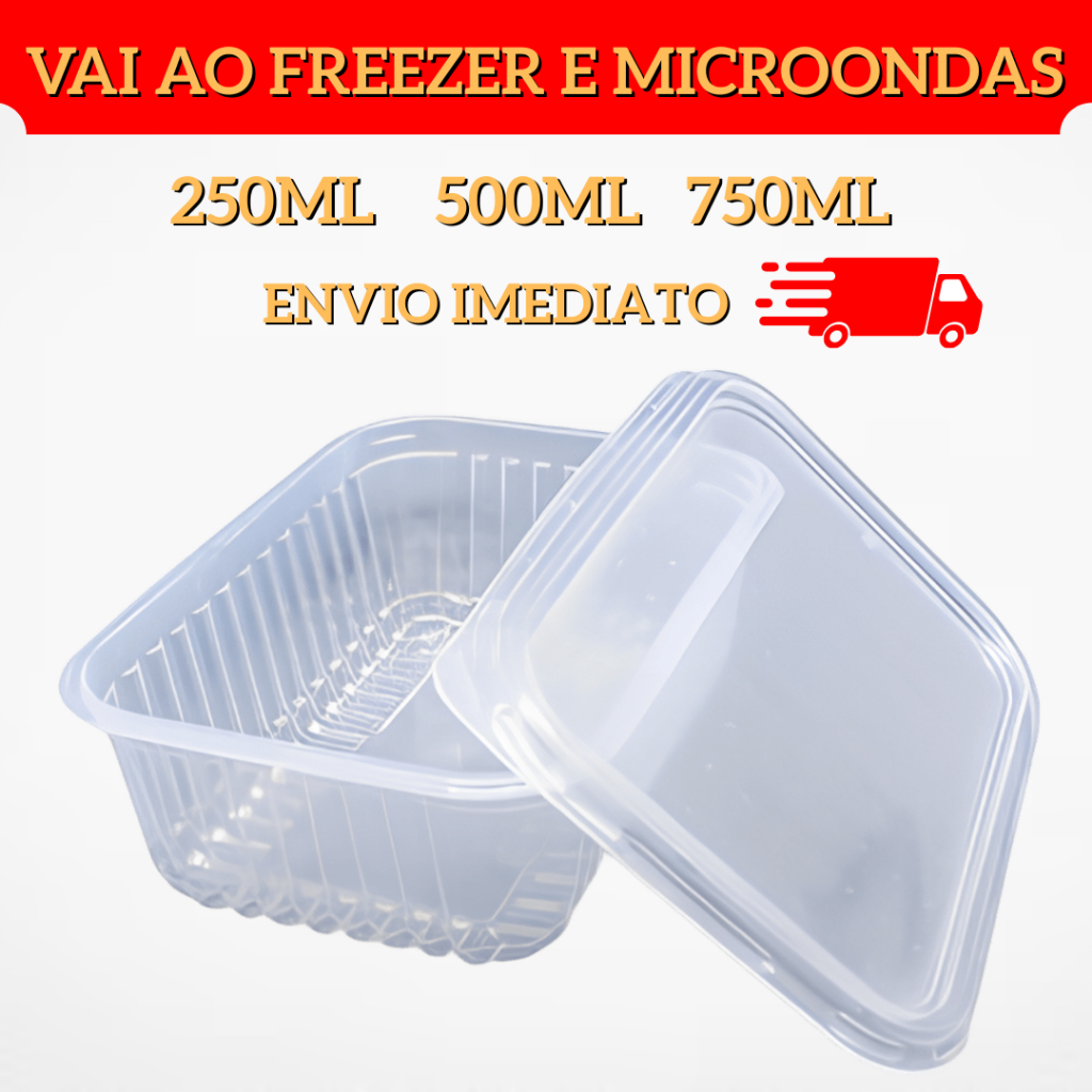 24un Pote Marmita Descartável Microondas Freezer Fitness Vasilha de Plástico Com Tampa Fit Dieta