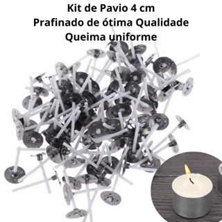 Pavio Para Velas Artesanais rechaud 4 cm 10 | 50 | 100 ou 150 unidades em Oferta na Shopee