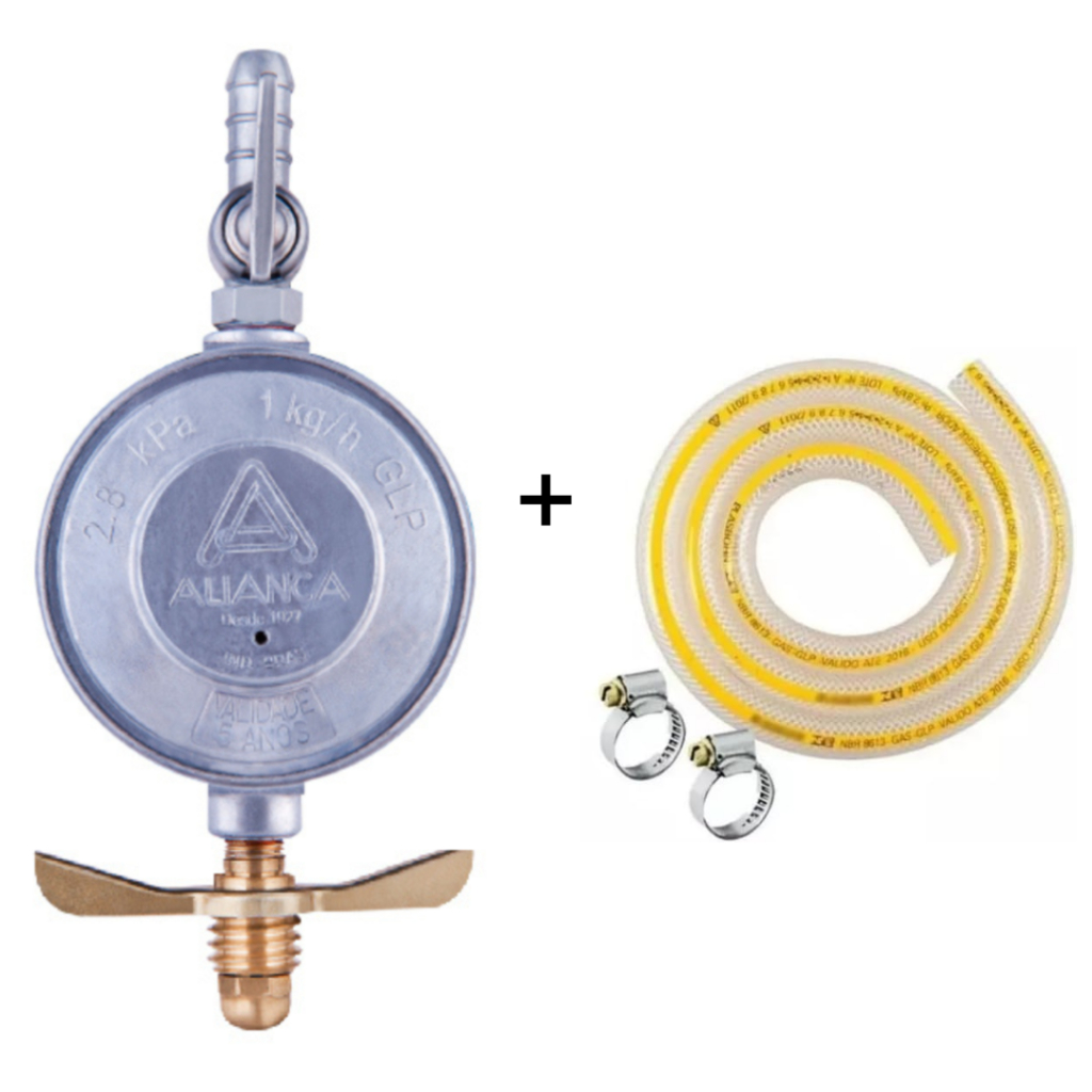 REGISTRO REGULADOR GÁS  C/ Mangueira + 2 abraçadeiras 504/01 - ALIANÇA em Oferta na Shopee