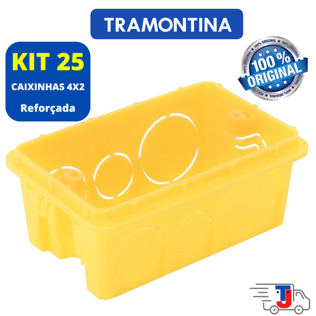 Kit Caixinha Luz Tramontina 4x2 Amarela 25 unidades em Oferta na Shopee