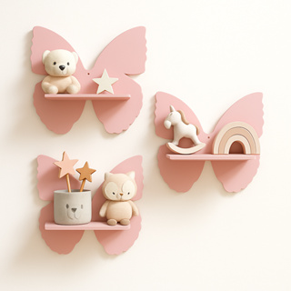 Kit Prateleira Borboleta Nicho Borboleta em MDF 3 peças em Oferta na Shopee