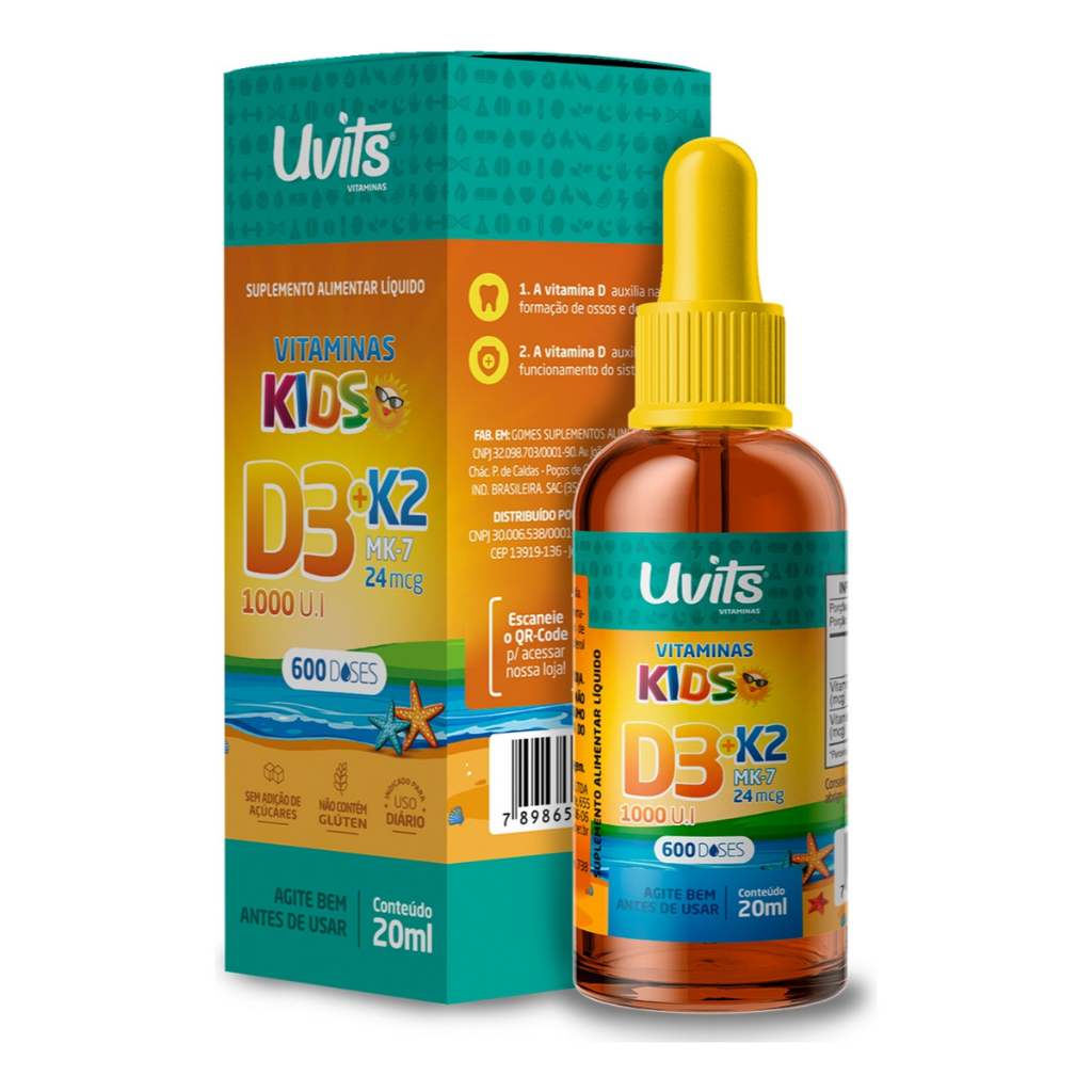 Vitamina Kids D3 E K2 Em Gotas 600 Doses 20ml - Uvits Sabor Sem Sabor em Oferta na Shopee