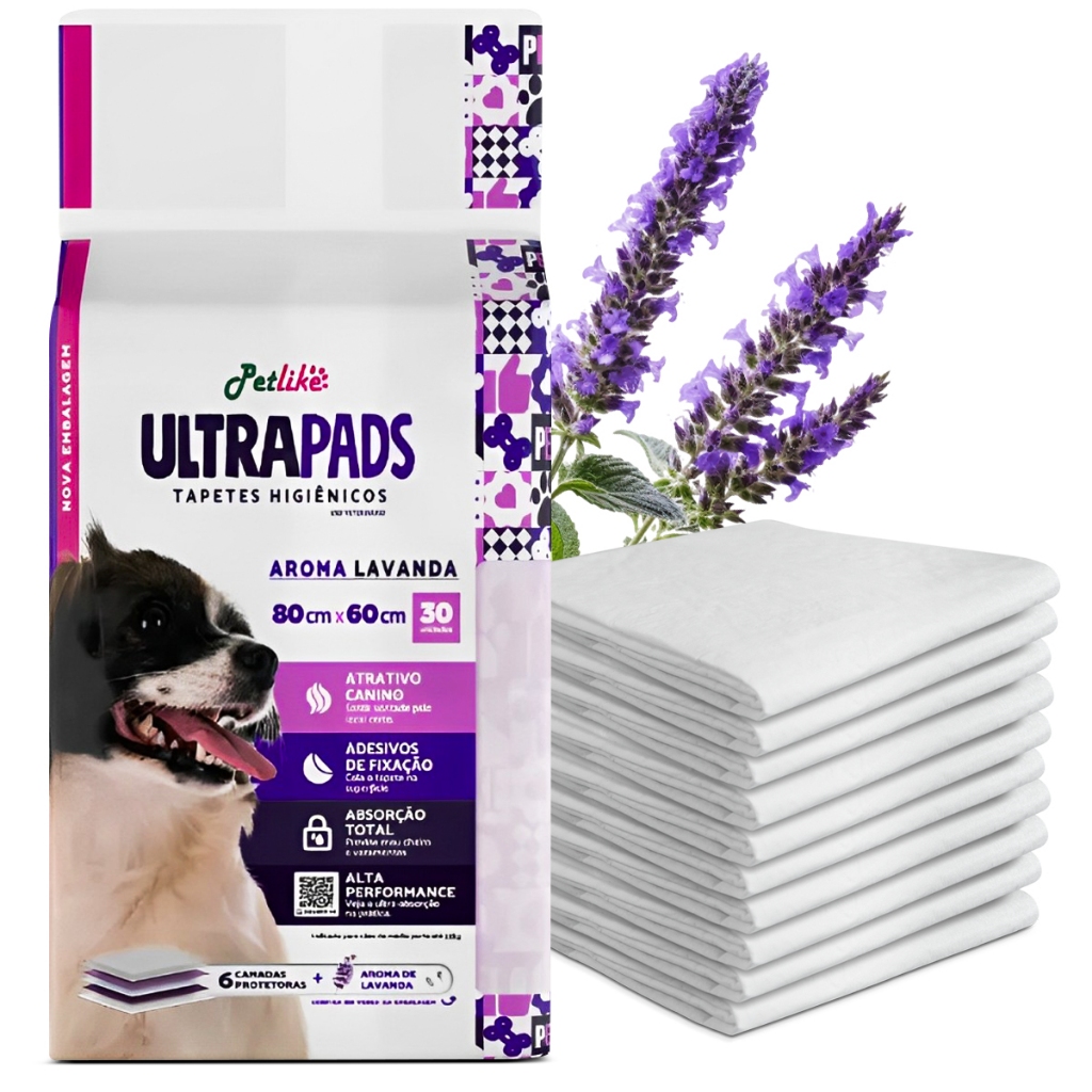 Tapete Higienico Ultra Peds Lavanda 80x60 30 un PetLike - Pets