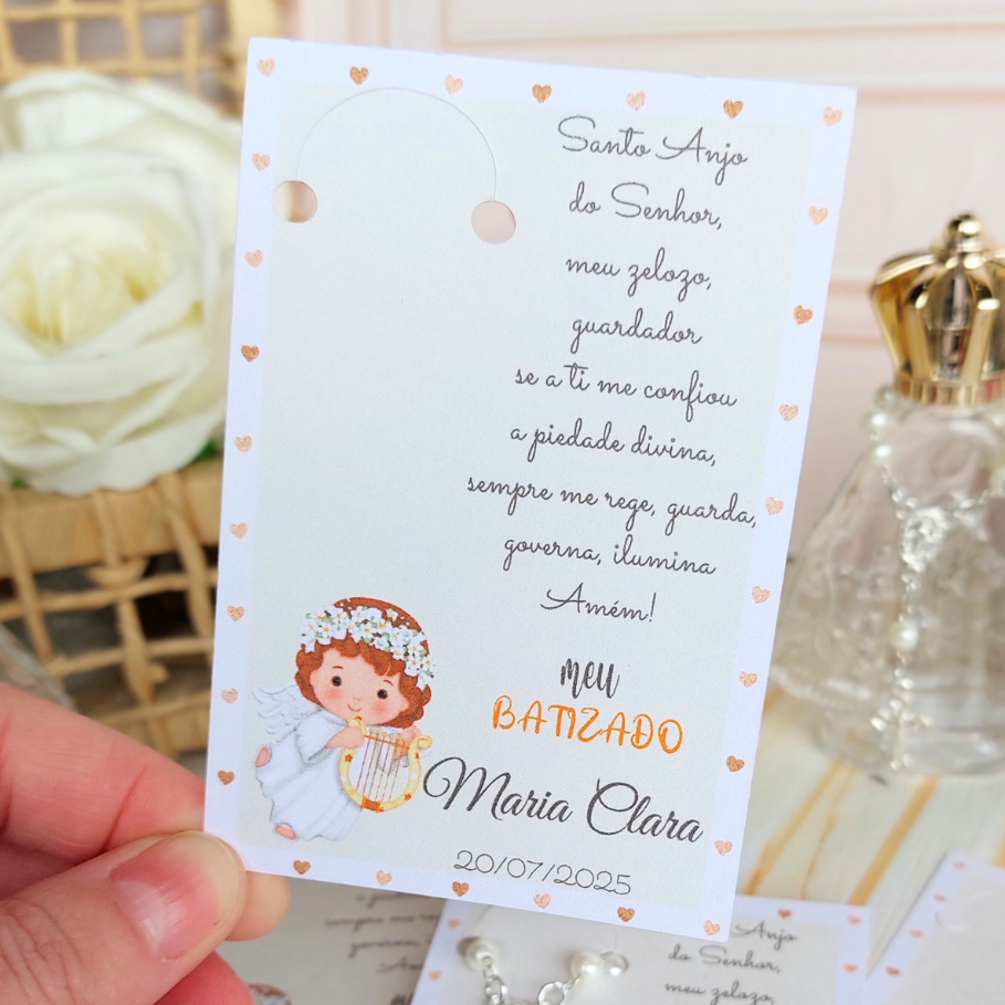 ENVIO IMEDIATO - kit Cartão de Batizado Personalizado p/ Lembrancinhas batizado menina  (Sem Mini Terço)