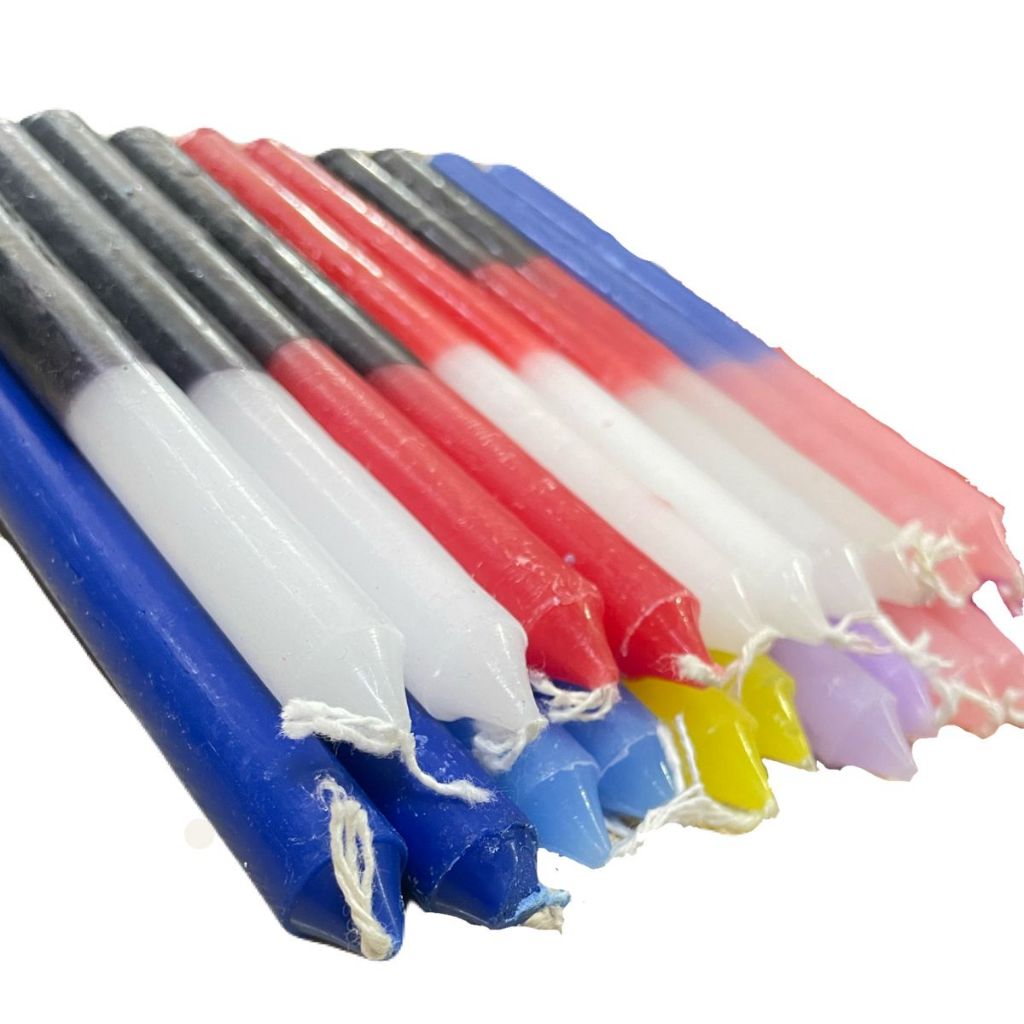 Vela Comum Palito Colorida Parafina Maço 8 Unidades Umbanda Candomblé