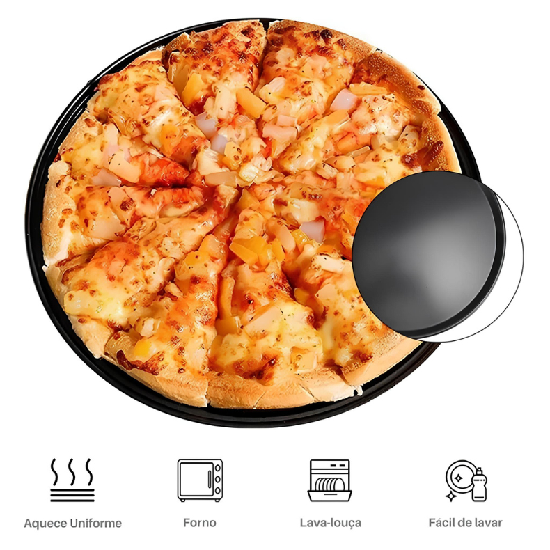 KIT de Formas Bandeja Grande Antiaderente Redonda para Pizza Pão Queijo - 30cm — imagem 2 de 2