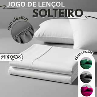 Jogo De Lençol Solteiro 2 Peças com Elástico 1,88 x 0,88 x 20 cm Antialérgico - Várias Co…