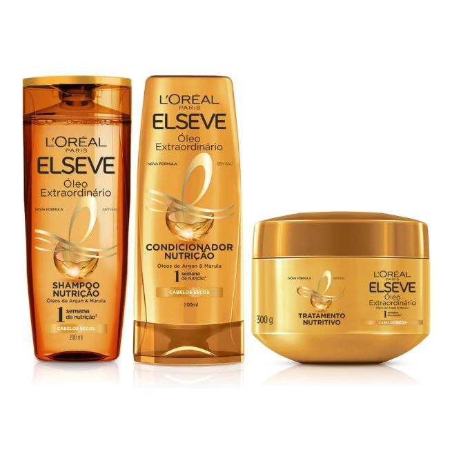 Kit Óleo Extraordinário L'Oréal Paris Elseve Shampoo 200ml + Condicionador 200ml + Creme D...