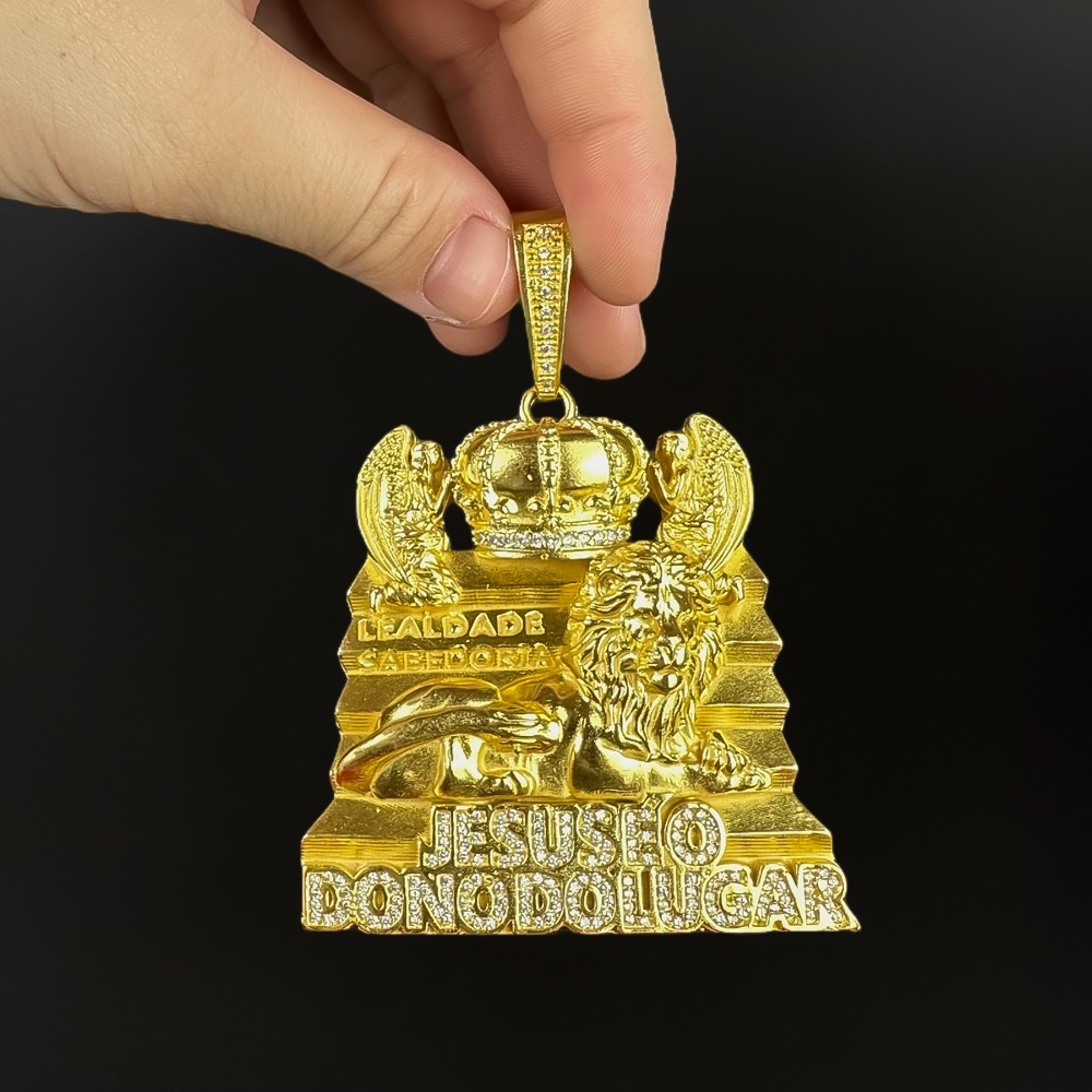 Pingente Poze do Rodo Jesus é Dono Do Lugar 100% Moeda Antiga Pura Cor Idêntica ao Ouro