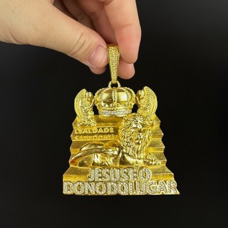 Pingente Poze do Rodo Jesus é Dono Do Lugar 100% Moeda Antiga Pura Cor Idêntica ao Ouro