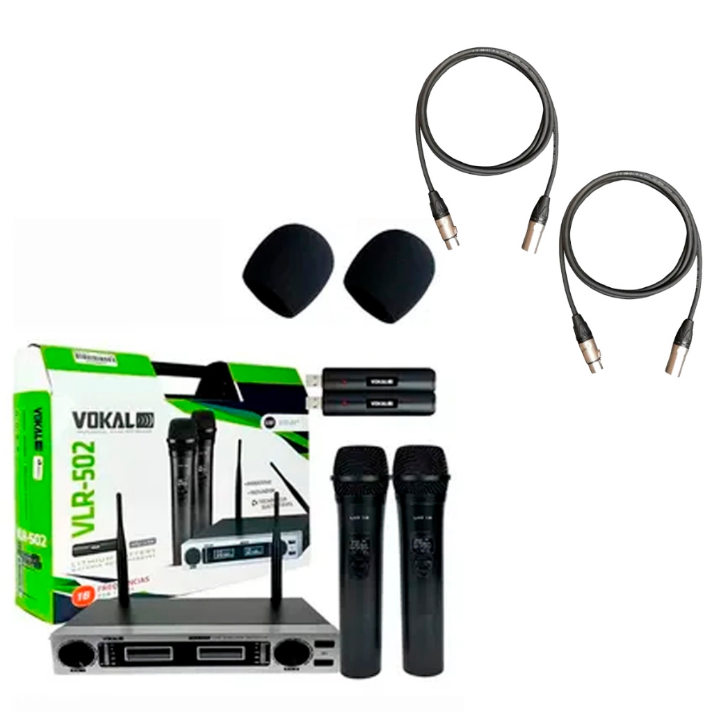 Microfone de Mão Duplo VLR-502 Cromado VOKAL