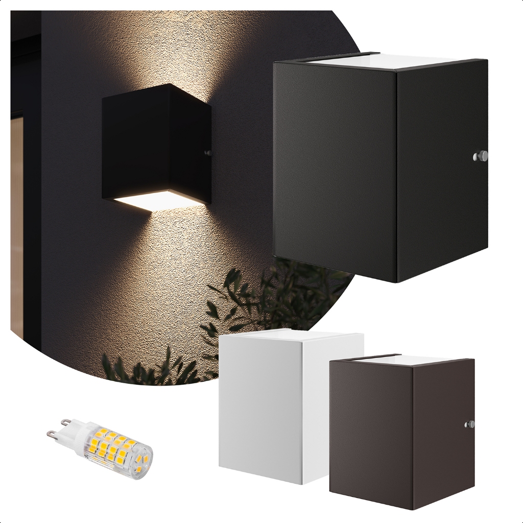 Kit 3 Arandela Luminária 2 Fachos + LED G9 5w Alumínio Vidro Externa Interna Parede - T&T Iluminação