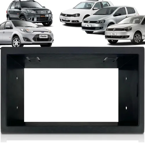 Kit Completo Moldura Painel 2 Din Multimídia Golf, Fox, Fiesta, Ecosport - PRETO