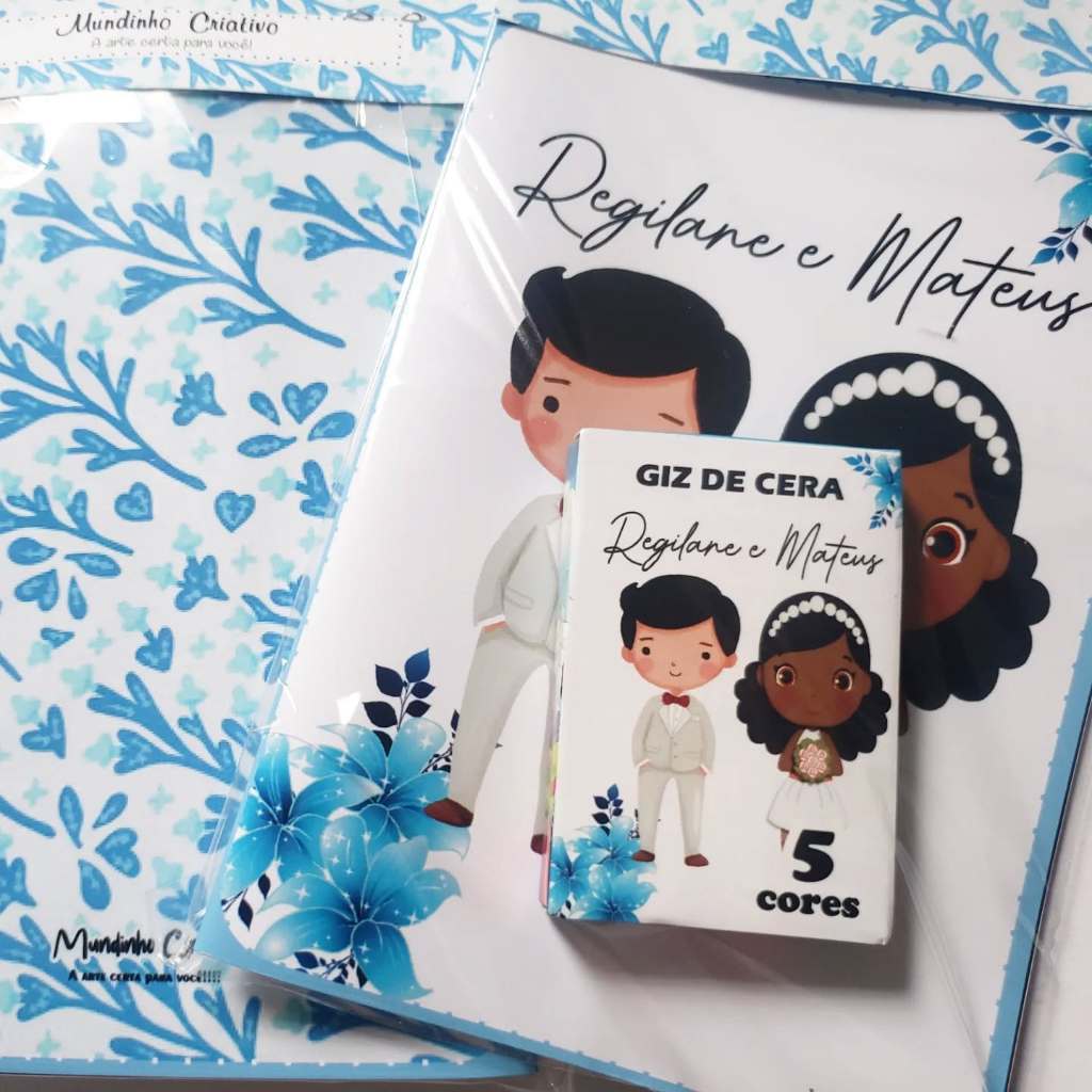 10 unidades Kit revistinha de colorir  + giz de cera lembrancinha Casamento  lembrancinha