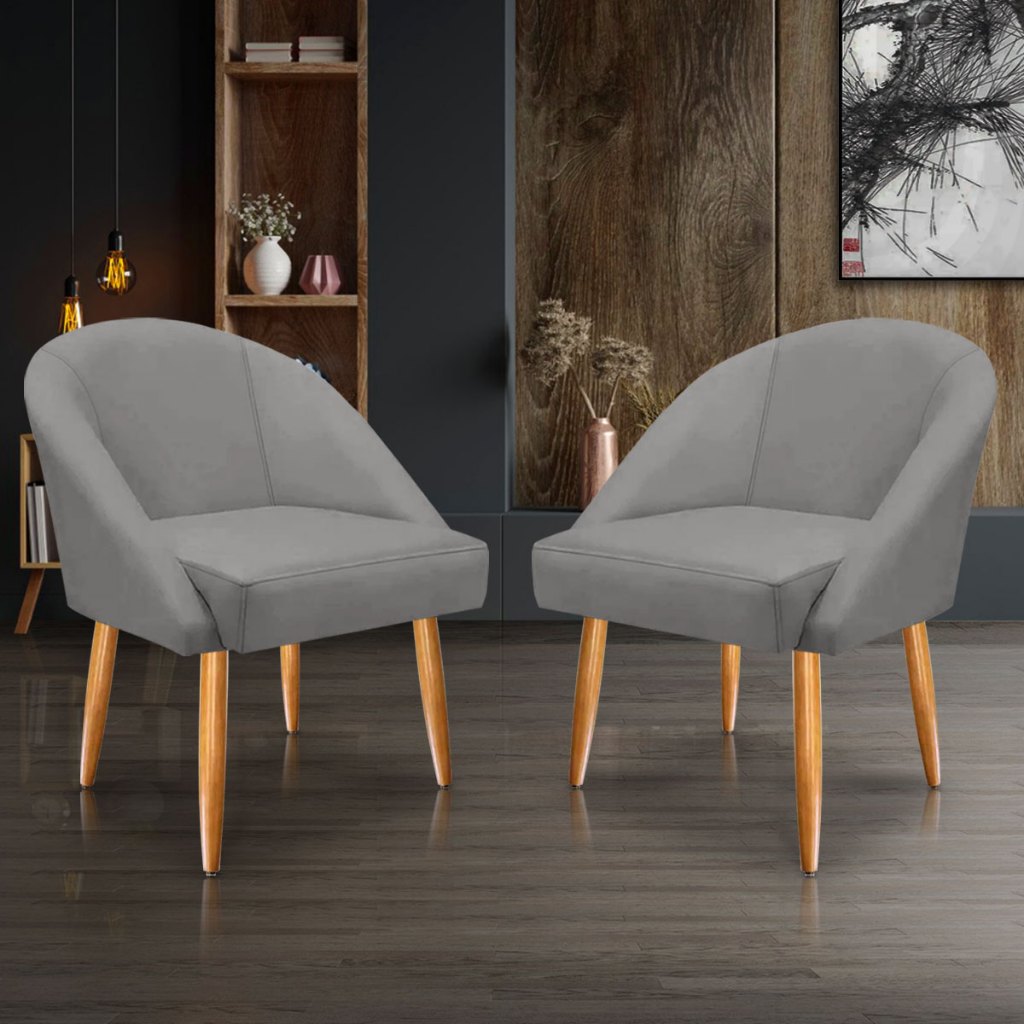 KIT 2 Cadeira Lua Veludo Decorativa Luxo