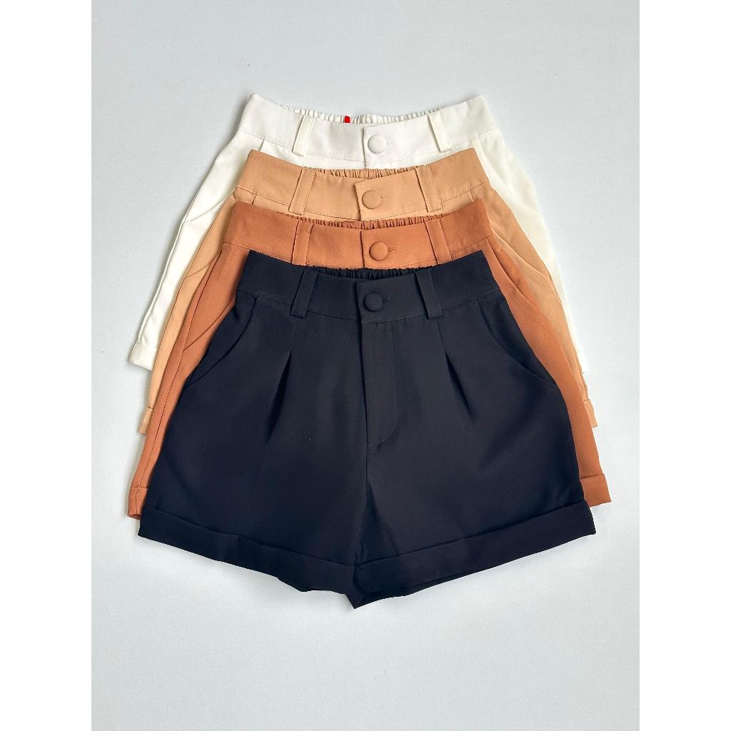 Jemmy moda short alfaiataria com detalhes de elástico na atrás em Oferta na Shopee