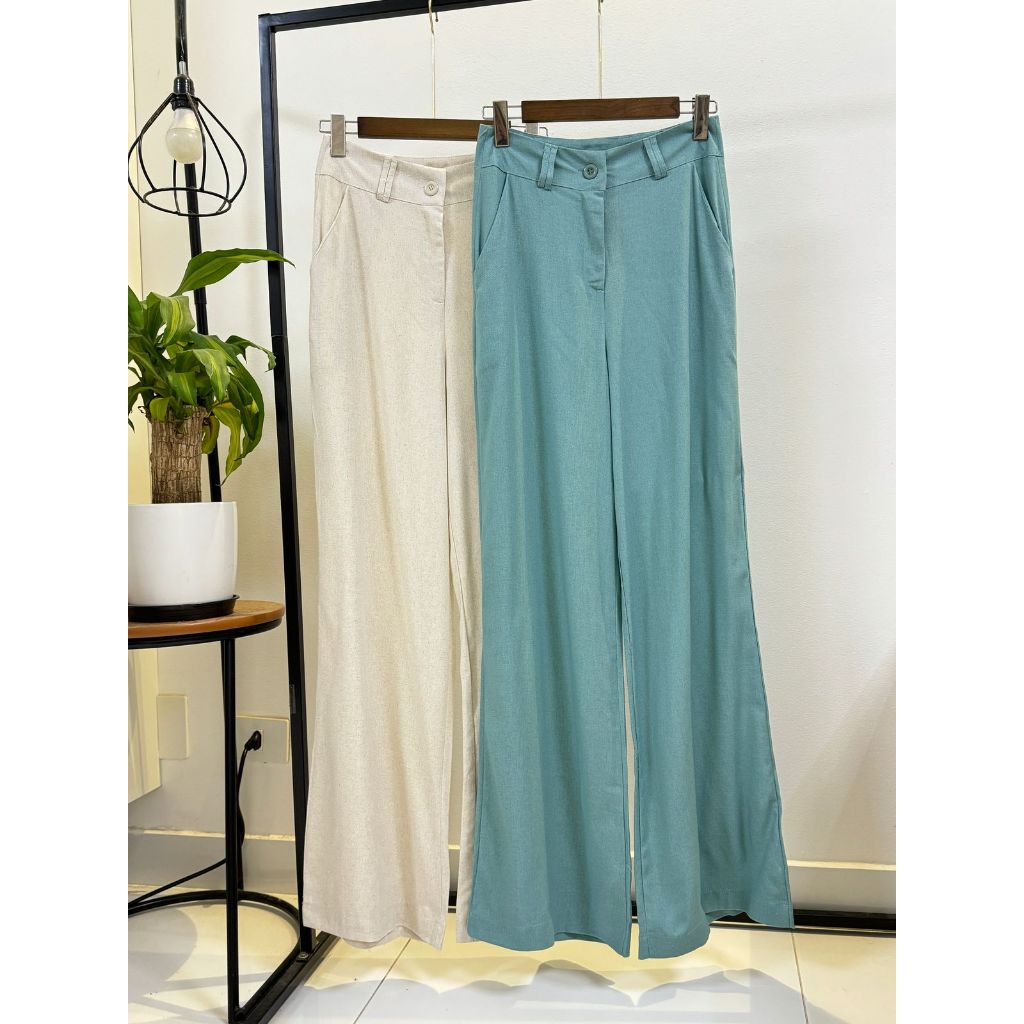 ISADORA MODA Calça Pantalona Premium Perna Larga Alfaiataria linho em Oferta na Shopee