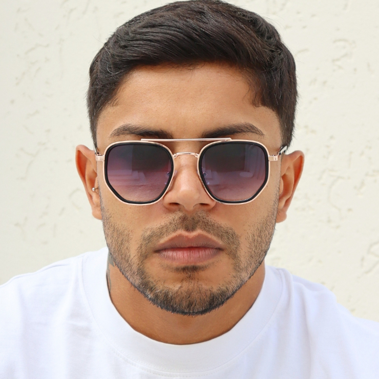 Óculos de Sol Chicago Aviador Hexagonal Premium Vintage Clássico Vintage uv400 Feminino