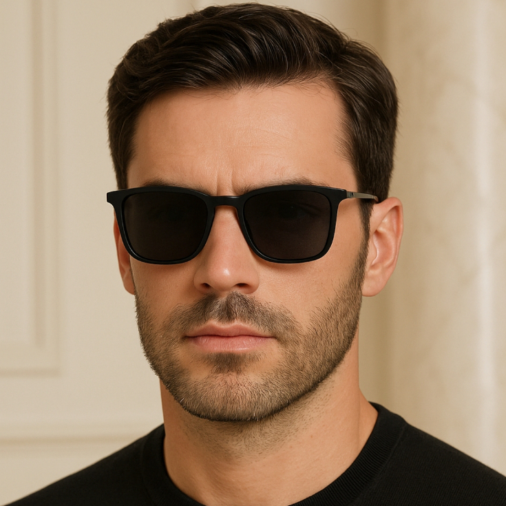 Óculos de Sol Madrid Preto Fosco Quadrado Premium Clássico uv400 Feminino Masculino