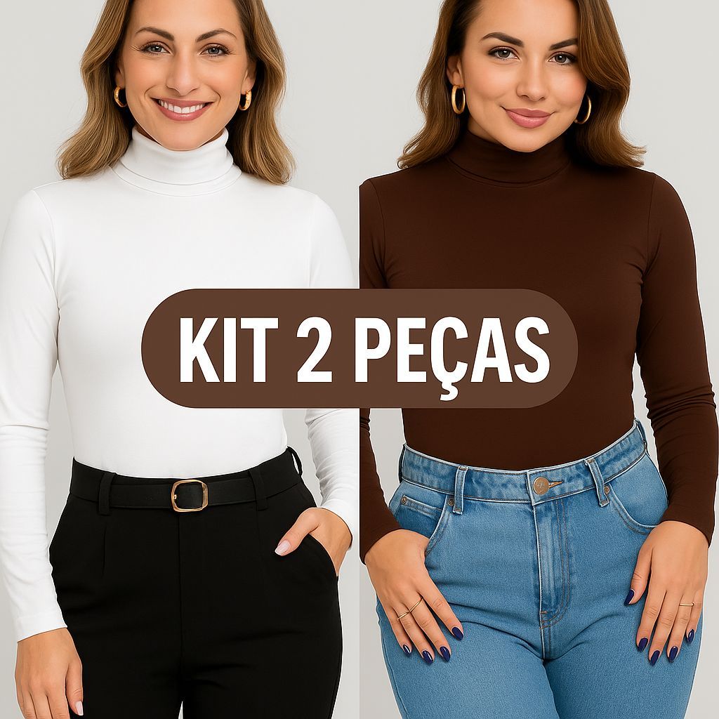 kit 2 blusas cacharrel canelada feminina estilo tricot inverno