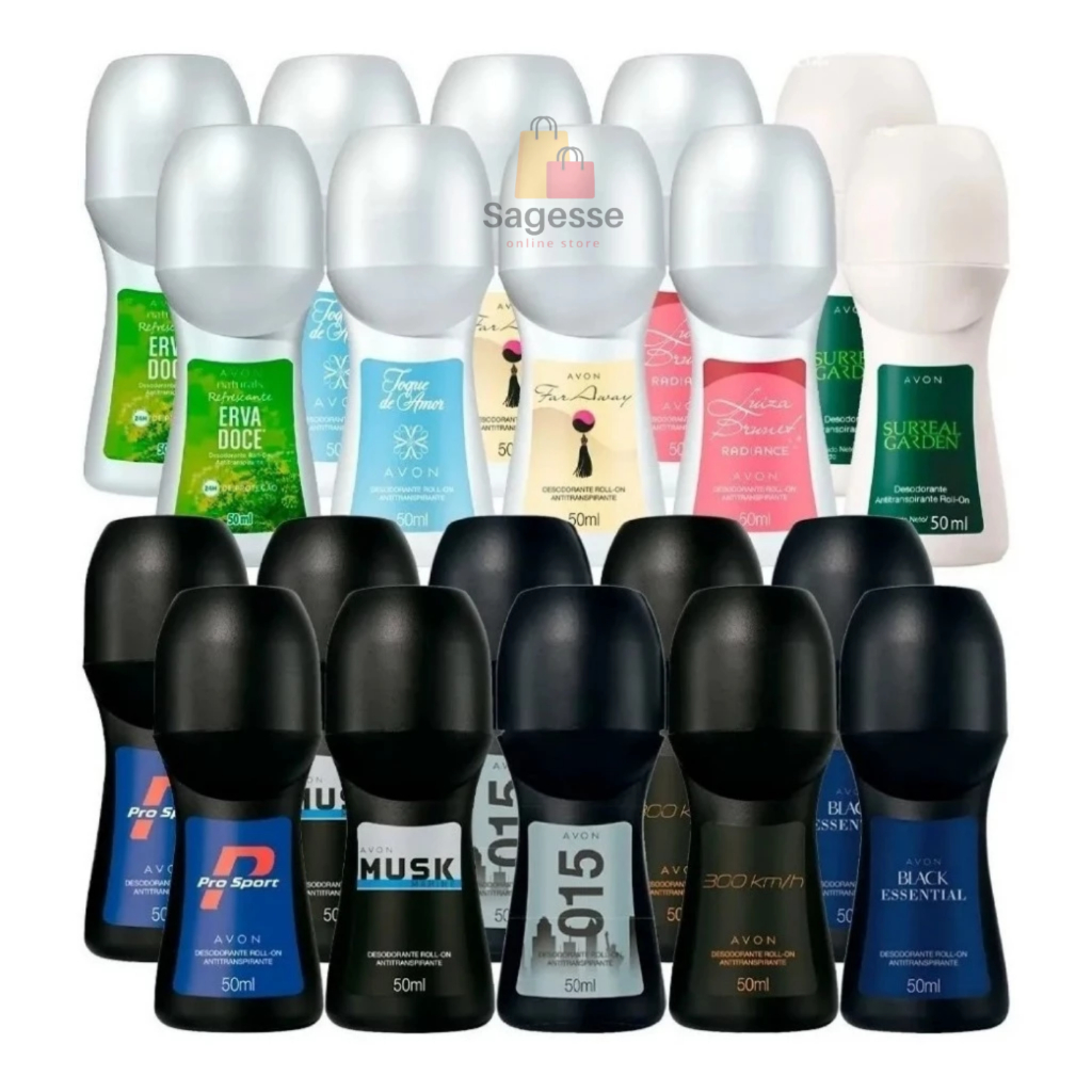 Kit Desodorantes Sortidos Feminino ou Masculino Avon Roll On