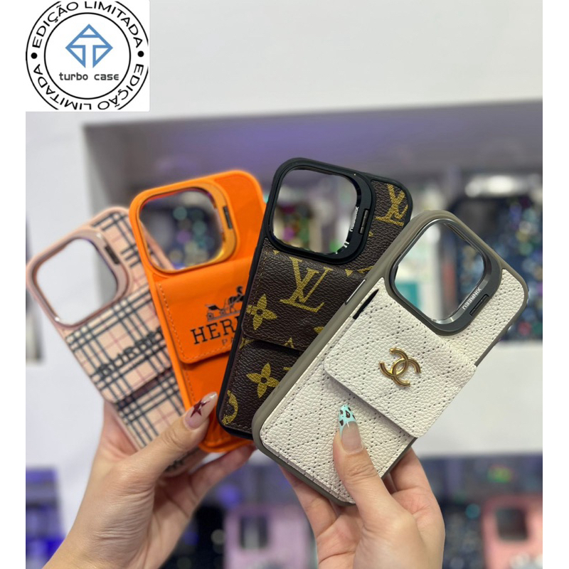 Capa Luxo com Porta Cartão para iPhone 11/12/12 pro max13/13 pro/13 pro max/14/14 pro/14 pro max/15/15 pro/15 pro max em Oferta na Shopee