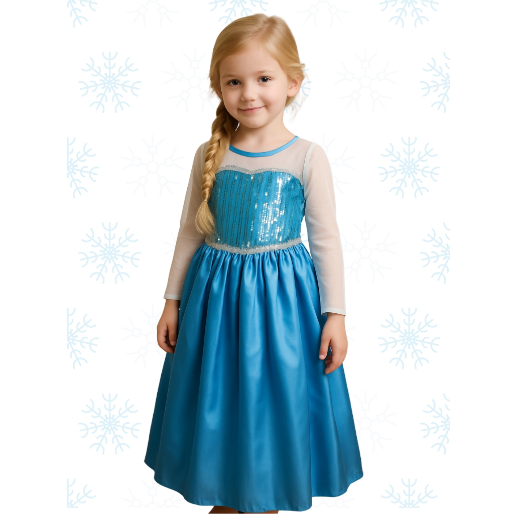 Fantasia Frozen Infantil Vestido Elsa Unicornio Menina Princesa Festa Aniversário Halloween Azul