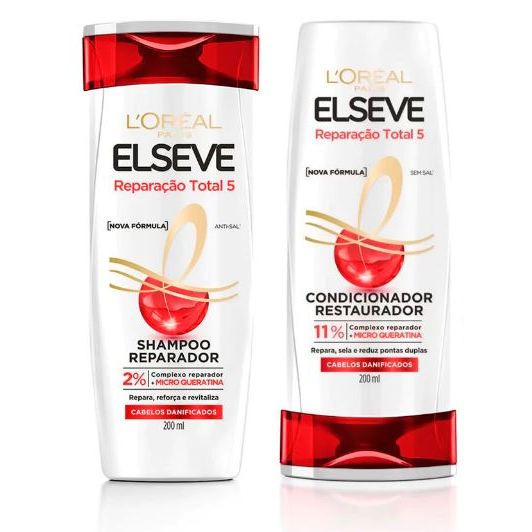 Kit Reparação Total 5 L'Oréal Paris Elseve Shampoo 200ml + Condicionador 200ml