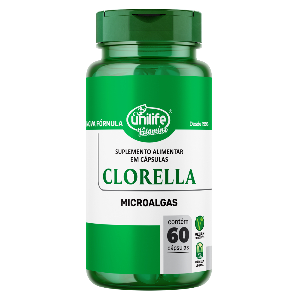 Clorella Unilife Microalgas Suplemento Vegano Chlorella Ômega 3 Ácido Linolênico 60 Cápsulas