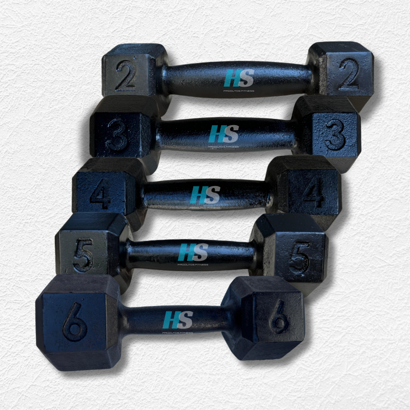 Halter Sextavado Pintado 2kg a 6kg (1 unidade) - Peso de academia