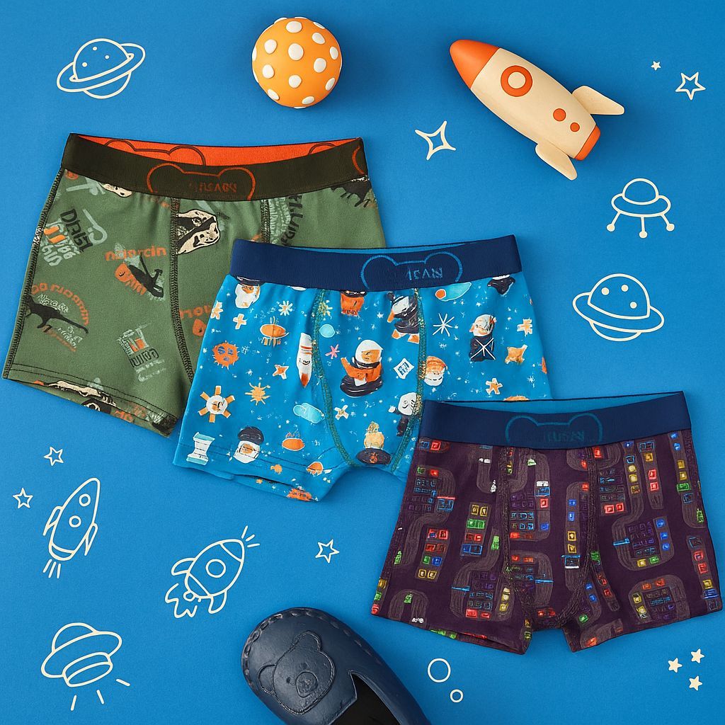 Kit 3 Cuecas Infantil Kids Juvenil Menino Cotton Box Boxer C/ Elastico Cos Algodão Premium Up Man