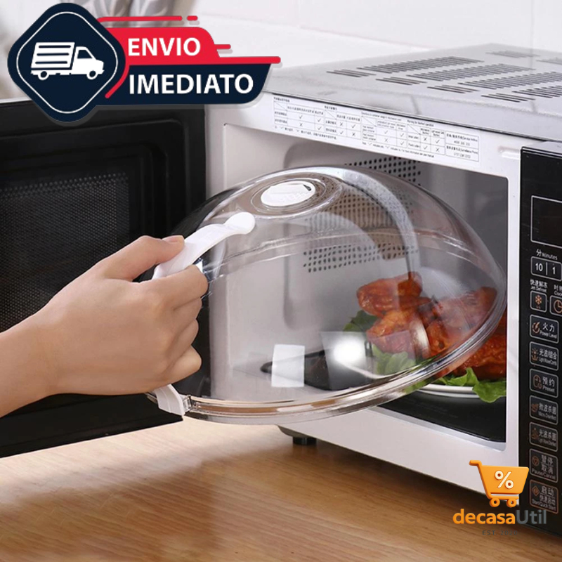 Tampa Prato Microondas Transparente Protetor Alimentos Comidas Multifuncional Plástico Alça Protege Evita Sujeiras