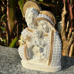 Sagrada Família De Pérolas 22 Cm- Em Gesso