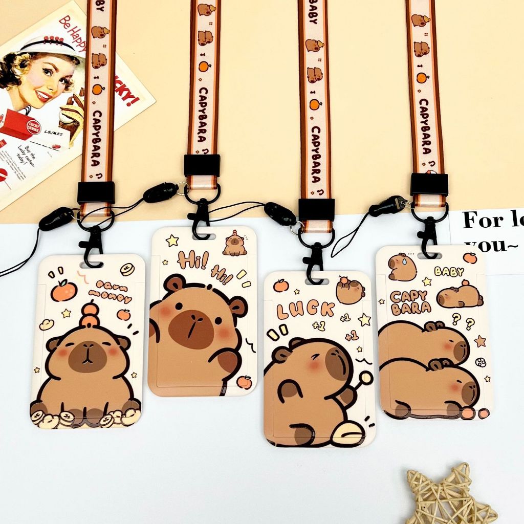 Porta-cartão ou crachá com cordão fofo e criativo de personagem de desenho animado em Oferta na Shopee