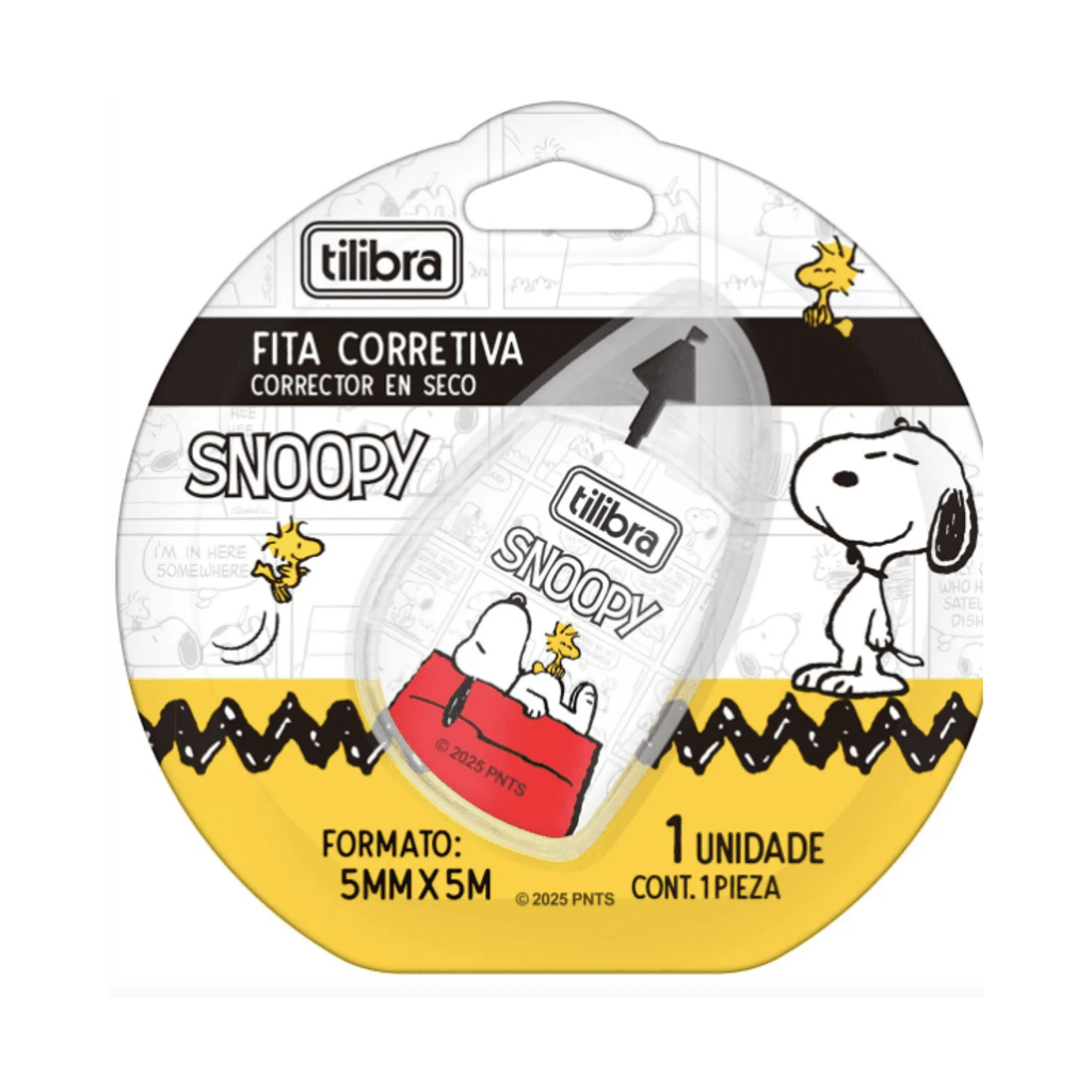 Corretivo em Fita 5mmx5m Snoopy - Blister com 1 Unidade