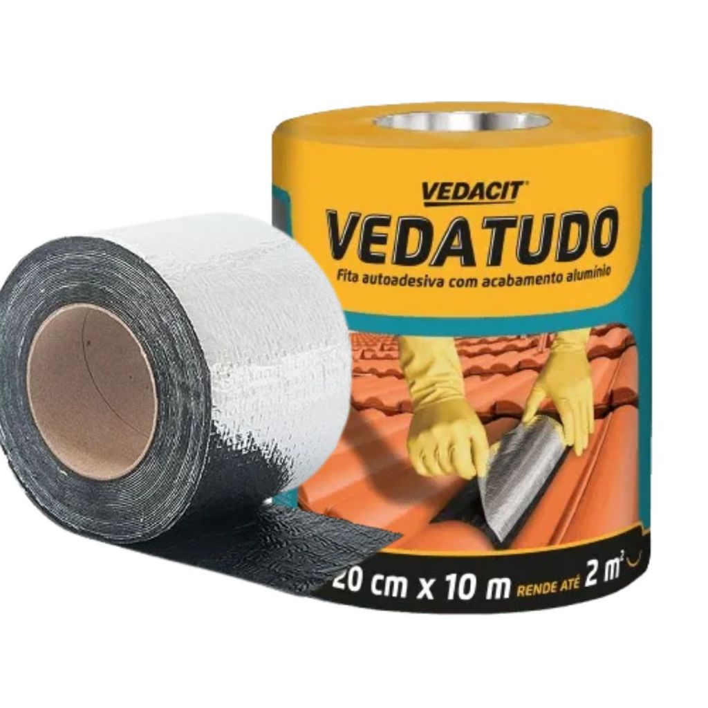 Manta Asfáltica Adesiva Alumínio Fita Vedacit 20cm X 10m