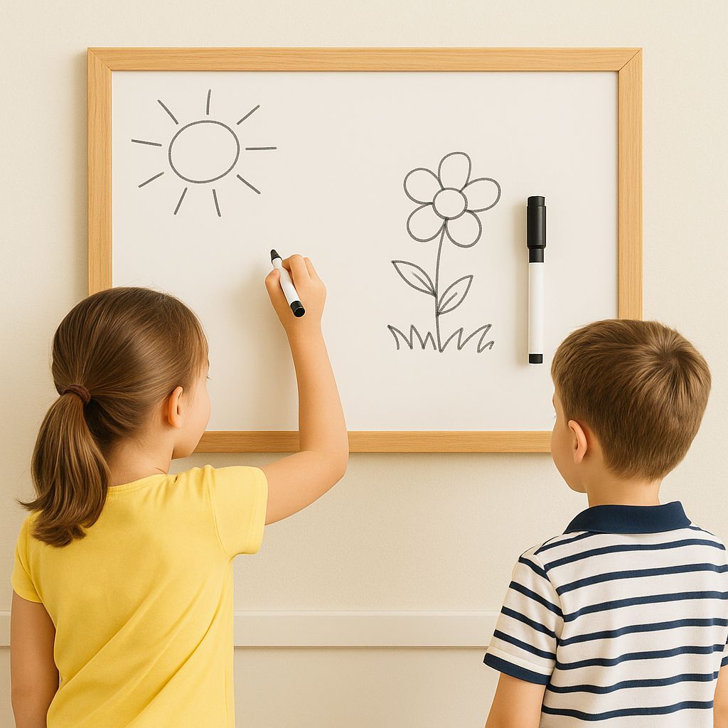 Lousa Quadro Branco Escolar Médio Moldura Madeira +1 Caneta e 1 Apagador BRINDE 60x40cm