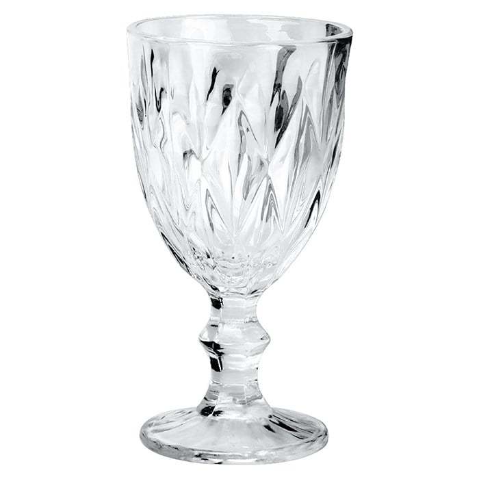 Jogo 6 Taças Diamante Bali Copo de Vidro Transparente Bico De Jaca 320ml - Zein