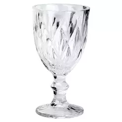 Jogo 6 Taças Diamante Bali Copo de Vidro Transparente Bico De Jaca 320ml - Zein